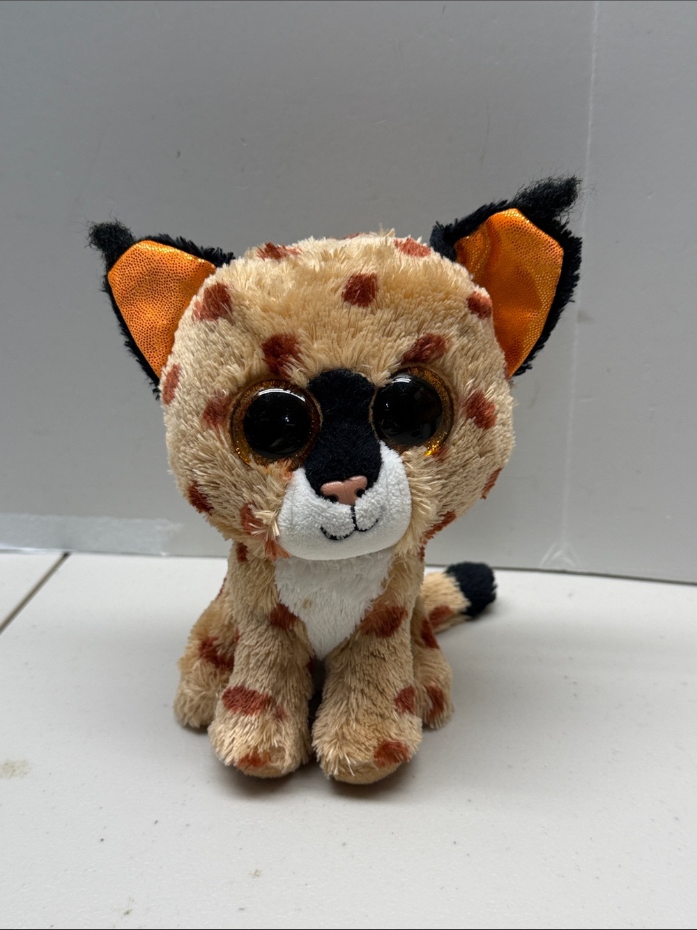 Ty Beanie Boos Buckwheat Lynx Cat Plush 6" Orange Glitter Eyes Ears Stuffed